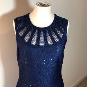 St. John GORGEOUS Sleeveless Sapphire Sequin Evening Cocktail Dress